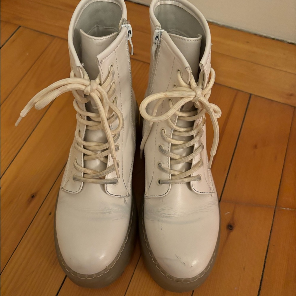 Cream Steve Madden combat boots